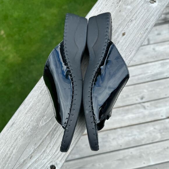 💜SALE: Anthropologie La Plume EU 39/US 8.5 Paola Black Leather Slip On Sandals - Picture 9 of 10